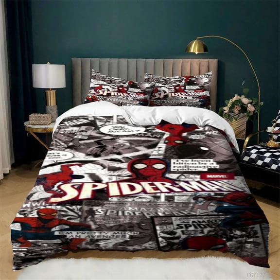 3 Pieces Spider Cool Man Duvet Cover Set Lightweight Bedding Set Full Soft All Season Comforter Set with Pillow Sham