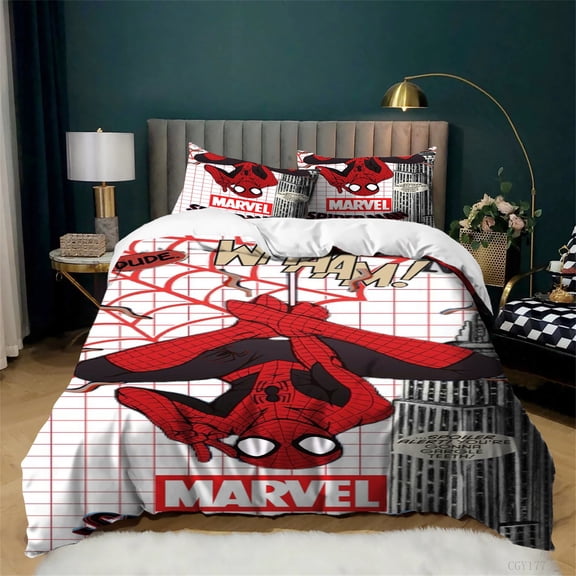 3 Pieces Spider Hero Man Duvet Cover Set All Season Lightweight Bedding Set for Kids Ultra Soft Quilt Cover with Zipper Closure