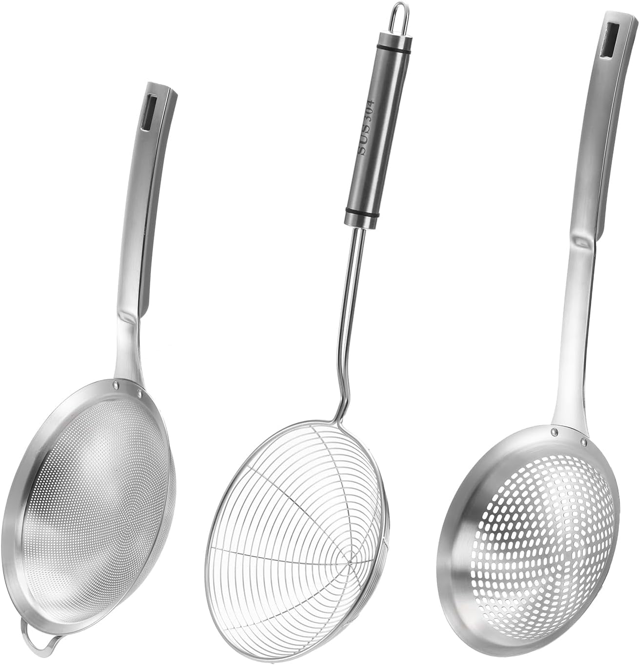 3 Pieces Spider Strainer Skimmer Spoon Set, Fine Mesh Stainless Steel ...