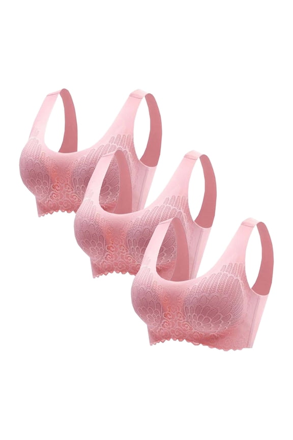 3 Pieces Sports Bras For Women High Support No Underwire Seamless Wireless Supportive Bra Push Up Full Coverage T-Shirt Bra 2025 Trendy Comfy Workout Everyday Bralettes Large Bust H,M