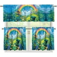 thumbnail image 1 of 3 Pieces St. Patricks Day Kitchen Curtain Valance and Tiers Set, Rainbow Hat Kitchen Window Curtain Toppers and Valances Decor Rod Pocket Curtains Set Window Treatment, 1 of 4