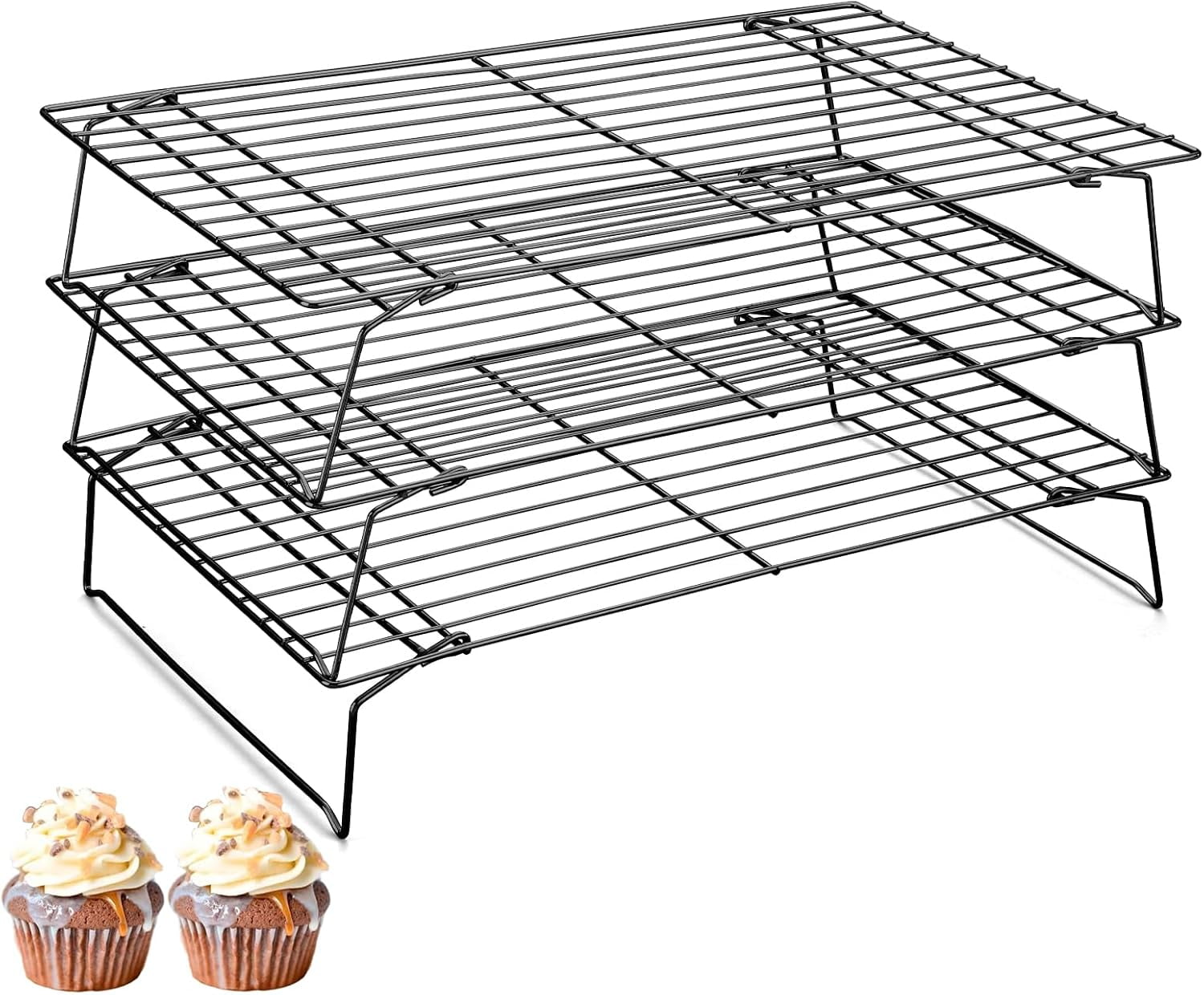 3 Pieces Stackable Cooling Rack Set, 16 x 10 Inch Stainless Steal ...