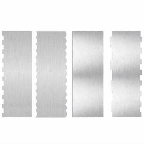 WYZCTTD 4 Pieces Stainless Steel Cake Scraper 8.6 inch and Sided Patterned Edge Stripe Edge Smoother Scraper Decorating Comb Cake Pastry Cutter