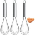 thumbnail image 1 of 3 Pieces Stainless Steel Kitchen Flat Whisk Set ,Stainless Steel Flat Wire Egg Utensils Whisk 6 Wires Egg Mixing Whisk for Cooking Blending Whisking Beating Stirring, 1 of 7
