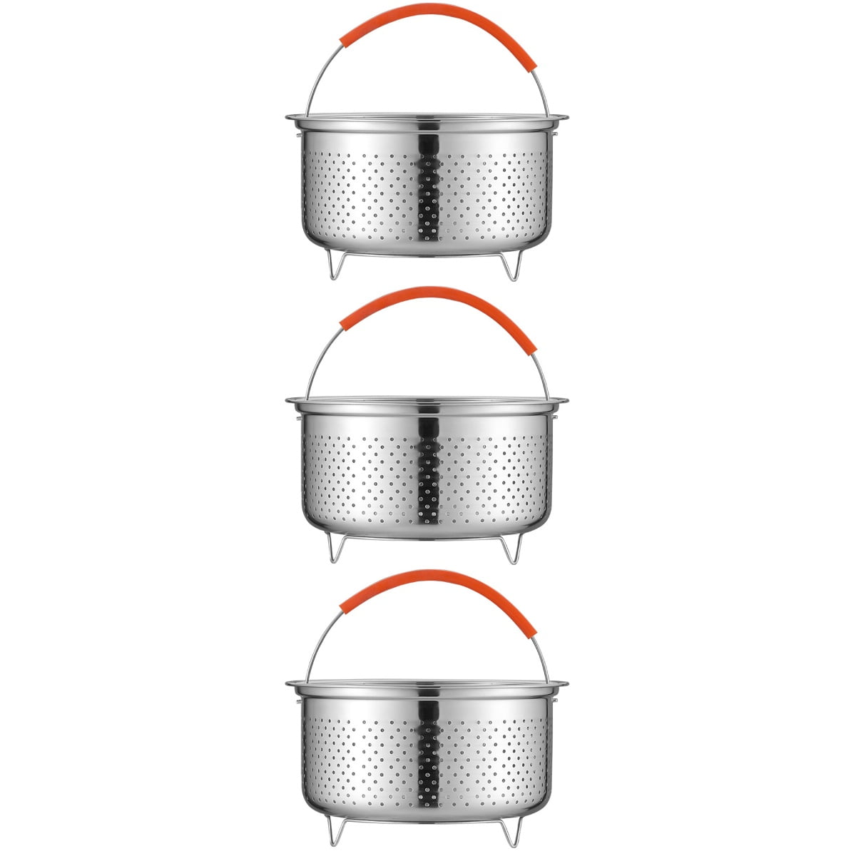 3 Pieces Stainless Steel Rice Steamer Pot Strainer Pressure Cooker Basket Cookware Kitchen