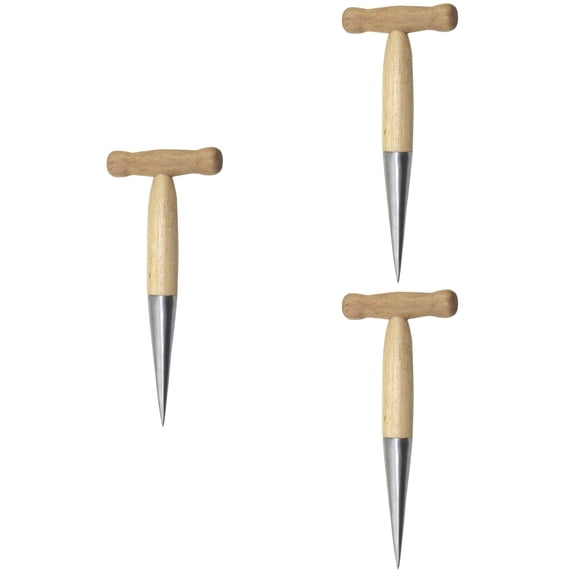 LOLIPPYY Garden Dibbler Beige Stainless Steel for Soil Loosening and Planting 3Pcs