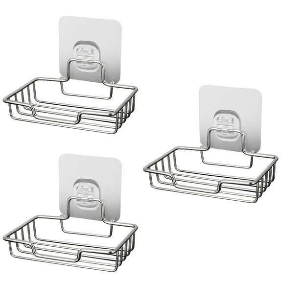 3 Count Foaming Stainless Steel Soap Holder Soap Storage Rack 14X9X2.5CM Silver