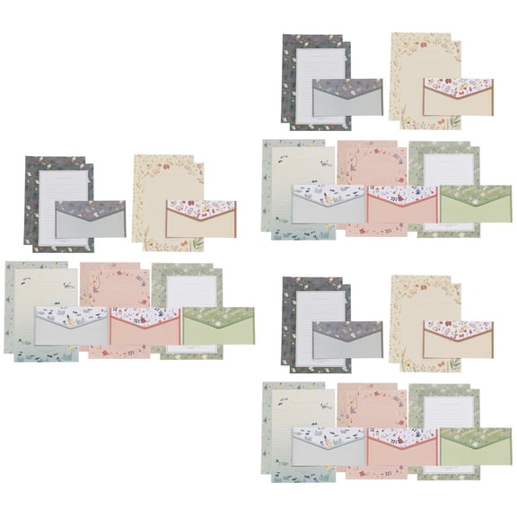 3 Pieces Stationery Journal Floral Letter Envelope Flower Printing