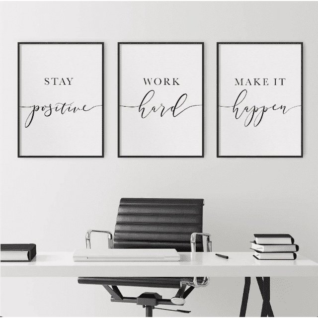 3 Pieces Stay Positive Work Hard Make it Happen Art Prints Canvas ...