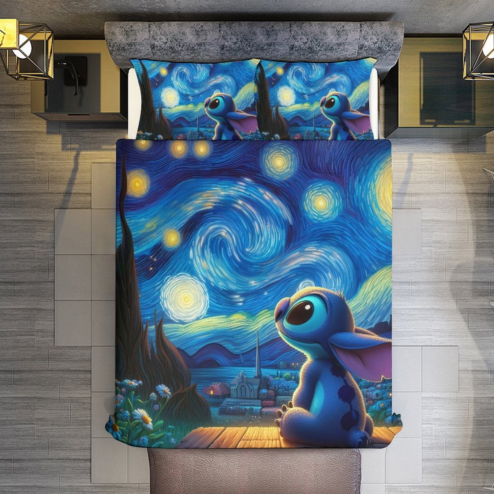3 Pieces Stitch Bedding Comforter Set Full with 2 Pillowcases for Kids ...