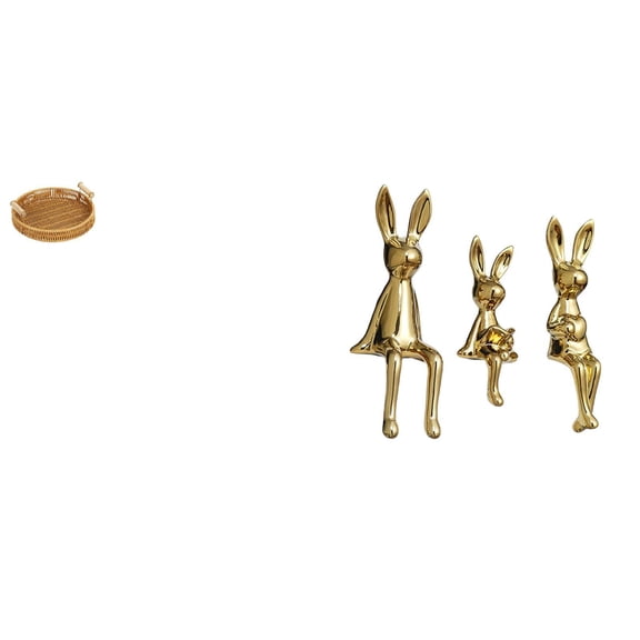 3 Pieces Storage Basket Figurine Sculpture Serving Tray Ceramic Material for Kitchen Home Office Decor
