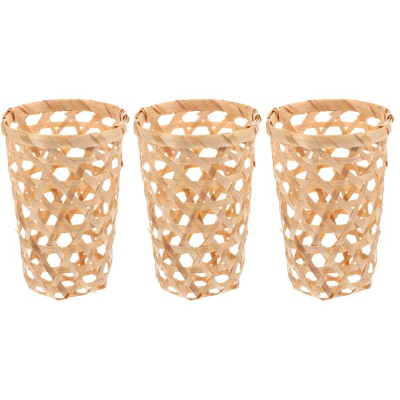 SOPOTUTU Bamboo Storage Baskets Beige for Home and Attractive 12Pcs