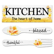 3 Pieces Sunflower Kitchen Decor Spring Decorations Blessed Thankful Wooden Hanging Sign Sunflower Gifts Wall Art Decor Farmhouse Summer Home Decor for Kitchen