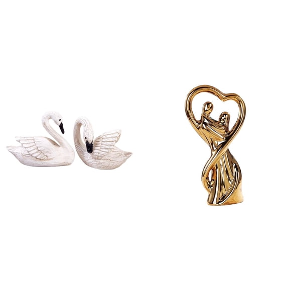 3 Pieces Swan Figurines Resin Couple Statue Elegant Design for Office Bedroom Wedding Gift Collectors