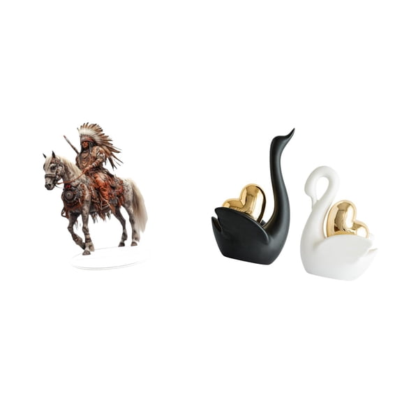 3 Pieces Swan Knight Figurine Tabletop Ornament Acrylic Waterproof Design for Home Office Decor