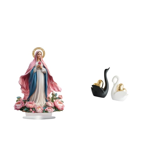 3 Pieces Swan Statue Acrylic Ornament Tabletop Decoration Freestanding Design for Home and Office Display
