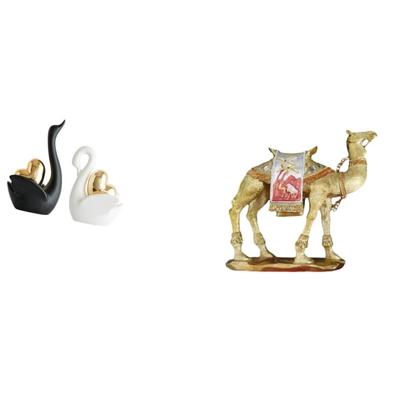 3 Pieces Swan Statue Camel Figurine Tabletop Ornament Ceramic Material for Living Room Entrance Decor