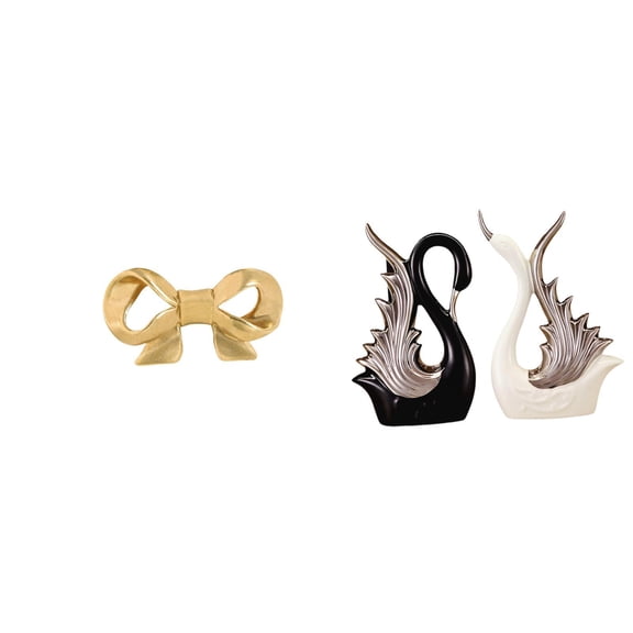 3 Pieces Swan Statue Furniture Handle Bowknot Cabinet Pull Brass Construction for Kitchen Drawer Wardrobe