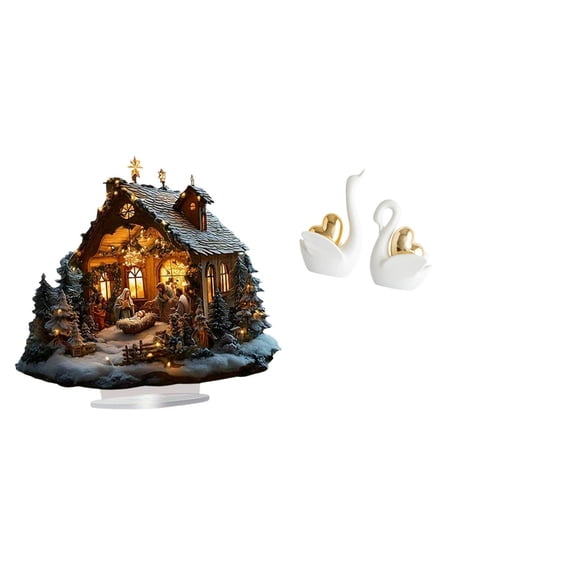 3 Pieces Swan Statue Sculpture Acrylic Material Tabletop Centerpiece Ornament for Home Office Party Decor