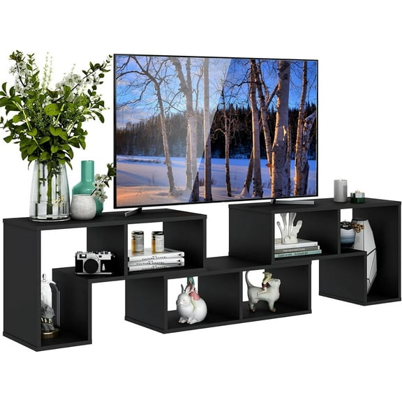 3 Pieces TV Stand, Modern Entertainment Center with Storage for 50/55/60/65 Inch Flat Screen TV, Free Combination Bookcase, Gaming Media Console Table for Living Room, Bedroom (Black)