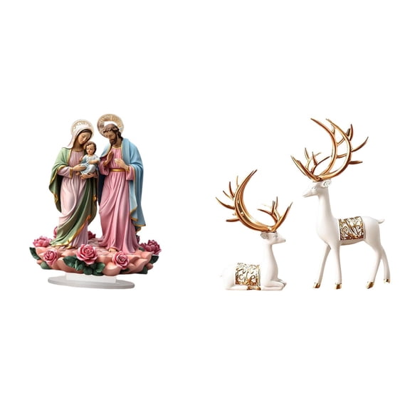 3 Pieces Table Sign Deer Sculpture Reindeer Figurine Acrylic Material Perfect for Home Decor Living Room Display