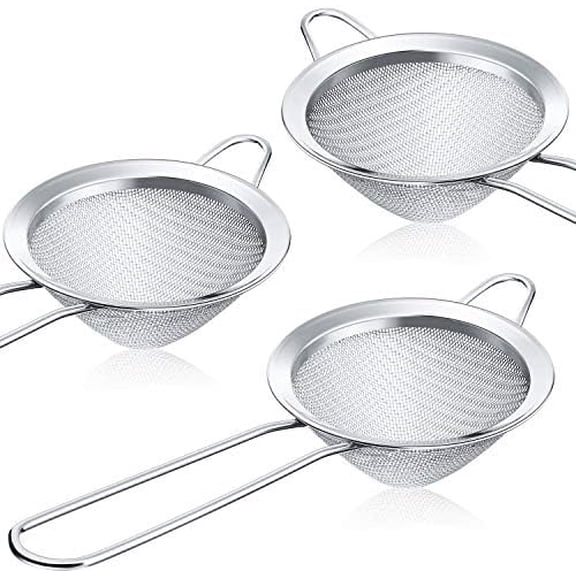 3 Pieces Tea Strainers Cocktail Strainer Stainless Steel Fine Mesh Strainer Colander Conical Food Loose Tea  Practical Bar Colander Tool