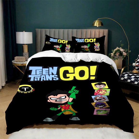 3 Pieces Teens_Titans Duvet Cover Set All Season Lightweight Bedding Set with Zipper Soft Comfortable Quilt Cover for Bedroom