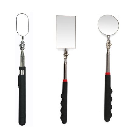 3 Pieces Telescoping Inspection Mirror Oval Round Square Mirror Inspection Tools