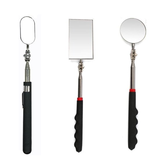 3 Pieces Telescoping Inspection Mirror Oval Round Square Mirror Inspection Tools