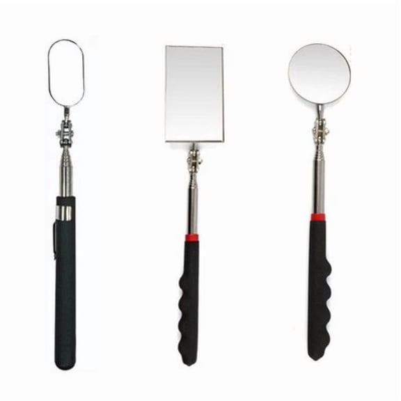 3 Pieces Telescoping Inspection Mirror Round Square Mirror Inspection Tool for Checking Vehicle, Observing Eyelashes Mouth and Other Small Parts(Oval, Square, Round Style)