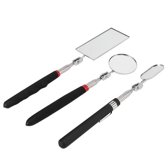 3 Pieces Telescoping Round Mirror Square Mirror Inspection Tool for Checking Vehicle,Observing Mouth B
