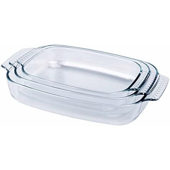 3-Pieces Tempered Glass Bakeware Set, Glass Baking Dish Set, Glass Casserole Baking Pan for Oven, Dishwasher Safe - 1.8QT,2.5QT,3.1QT$$Home Decor, Kitchen, & Other