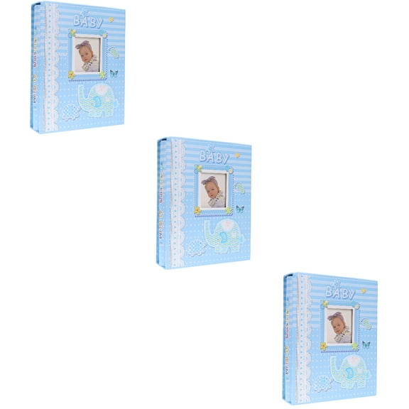 3 Pieces The Moments Journal Baby Album Book for Photos Picture Child Blue