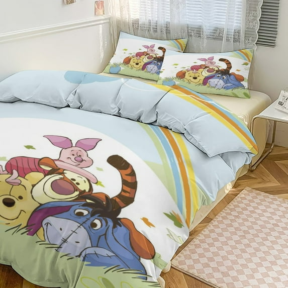 3-Pieces The New Adventures of Winnie The Pooh Quilt Cartoon Bedding Setswith 1 Quilt Cover + 2 Pillowcases , King