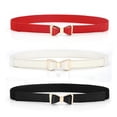thumbnail image 1 of 3 Pieces Thin Women's Waist Belts, Thin Elastic Bow Belts for Dresses, 3 Colors, 68*3cm, 1 of 5