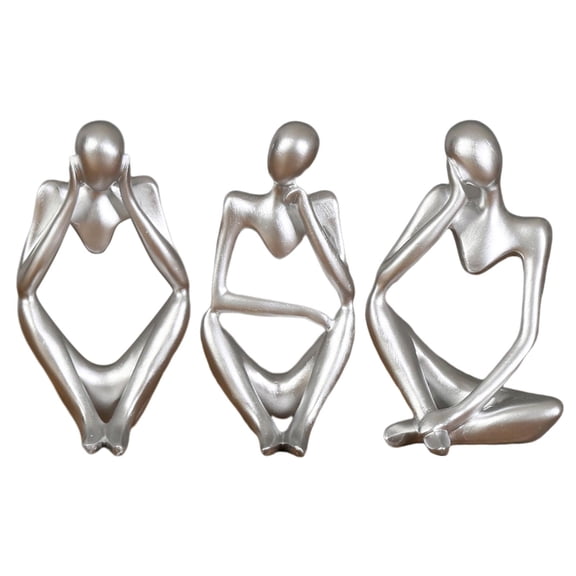 3 Pieces Thinker Resin Sculpture Statue Abstract Thinker Sculpture Figurine Home