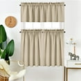 thumbnail image 1 of 3 Pieces Tier Curtain Valance Set, Waffle Weave Textured Rod Pocket Curtain Valance, 1 of 6