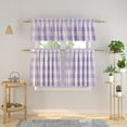 thumbnail image 1 of 3 Pieces Tier Curtains and Valance Set Buffalo Check Kitchen Tiers Plaid Gingham Rod Pocket Classic Short Small Cafe Curtains Country Farmhouse Cafe Bathroom 54"x18"/27"x24" Lilac & White, 1 of 8