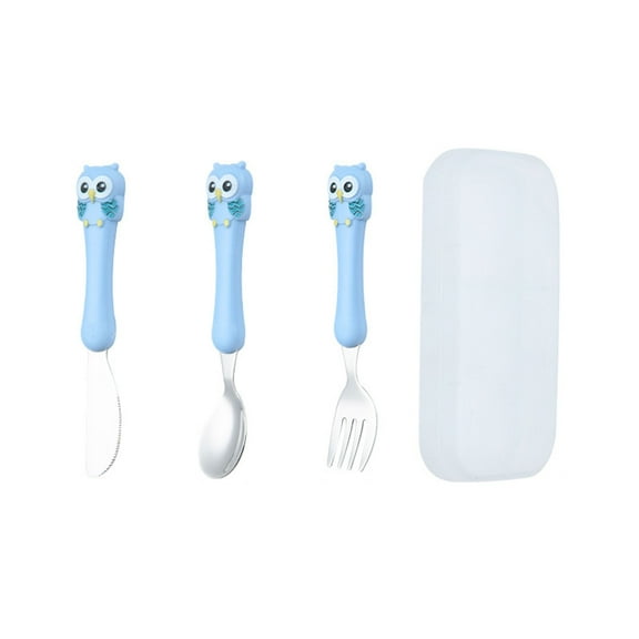3 Pieces Toddler Utensils Kids Silverware Set with Silicone Handle for Children
