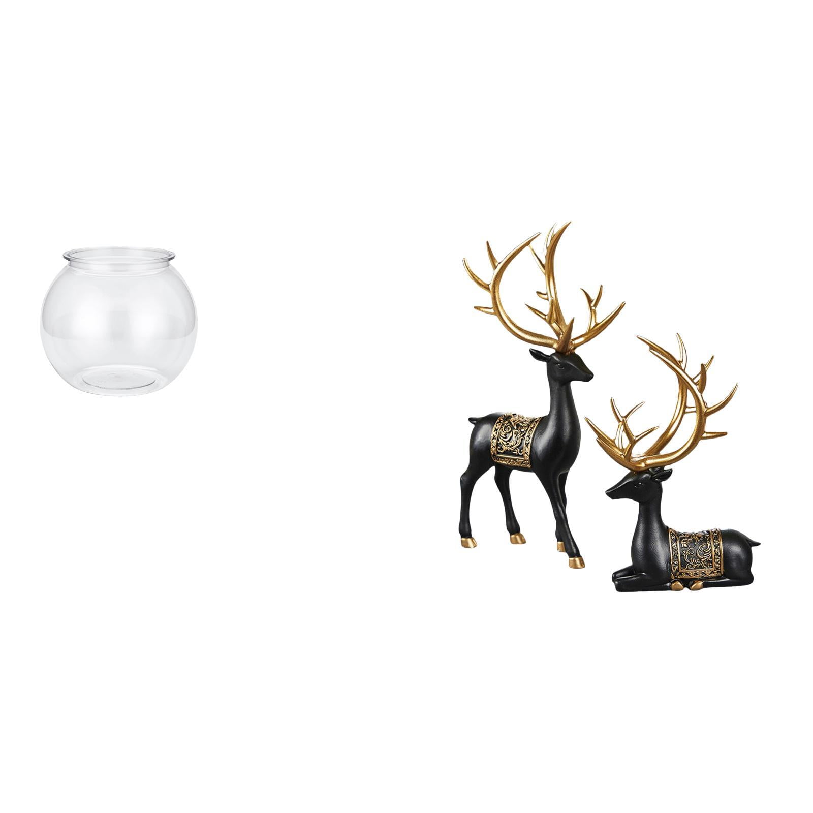 3 Pieces Transparent Small Fish Tank Deer Statue Vase Resin Material ...