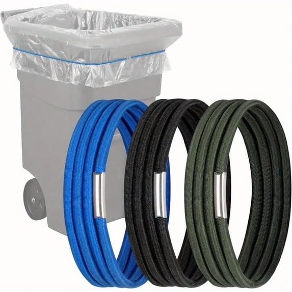 3 Pieces Trash Can Rubber Bands 20-96 Gallon Large Garbage Can Bag Holder Colorful Elastic Bands for Trash Outdoor, 3 Colors