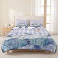 thumbnail image 1 of 3 Pieces Twin Quilt Set,Fall Thanksgiving Pumpkin Hydrangea Floral Soft Bedding Sets with 1 Quilt & 2 Pillow Shams,Purple White Plaid Summer Bedspread Lightweight Coverlet Comforter for All Season, 1 of 9