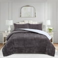 thumbnail image 1 of MarCielo 3-Piece Flannel Bubble Comforter Set with 2 Pillowcase Color: Wolf Grey Size: KING SET, 1 of 6