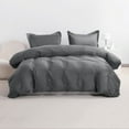 thumbnail image 1 of 3 Pieces Ultra Soft Velvet Duvet Cover Set, Cozy and Warm Bedding Comforter Cover Set, Queen Size, 1 Duvet Cover with 2 Pillow Shams, Smoke Gray, 1 of 5