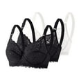 thumbnail image 1 of 3 Pieces Underwire Bras for Women Plus Size Comfortable Breathable Full Coverage Push up Support Lace Everyday Bras (44, 2*Black,White), 1 of 4