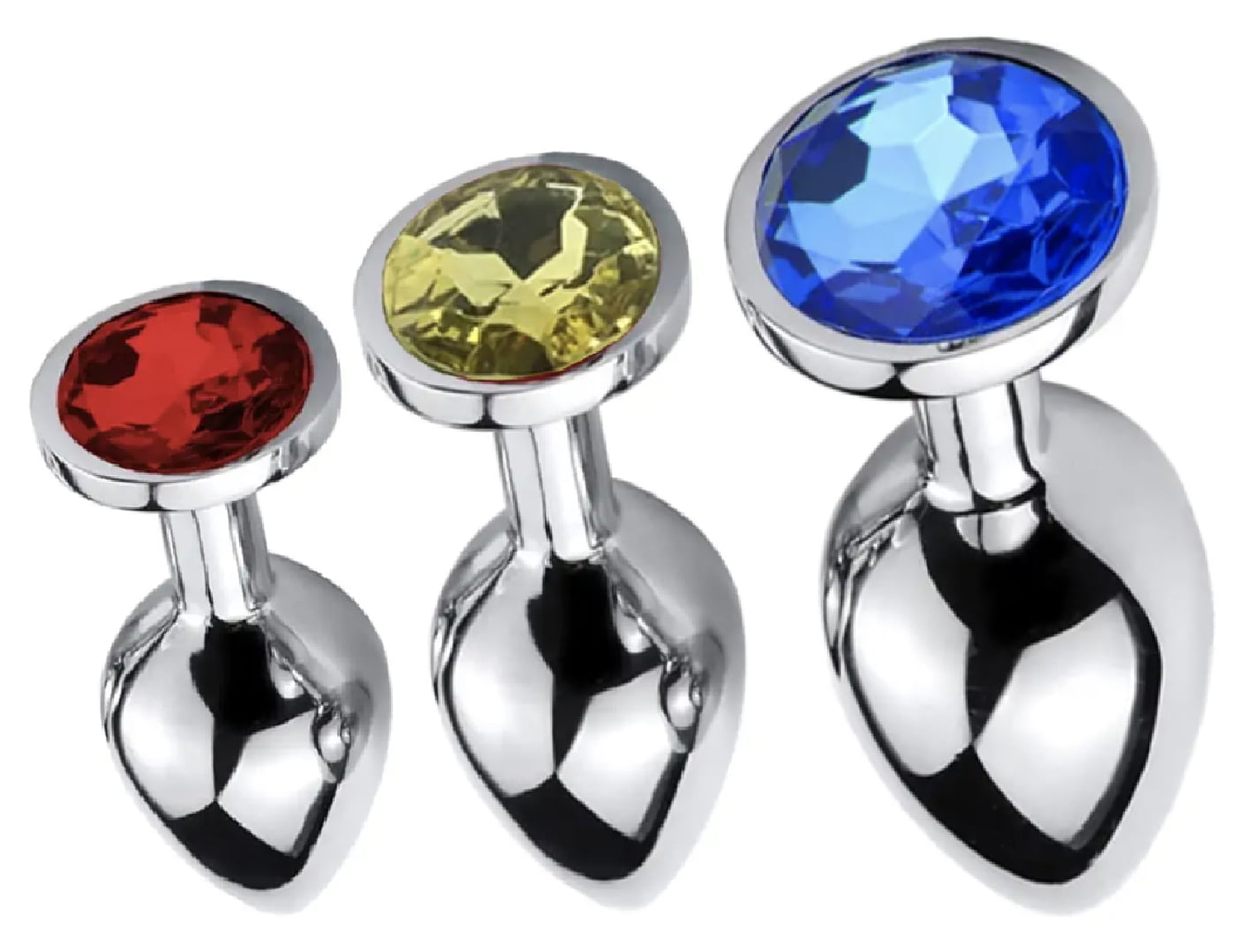 3 Pieces Unisex SapphireLP Anal Sex Toy Butt Plug Metal Jewel Colored  Stainless - Walmart.com