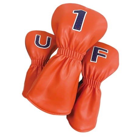 3 Pieces Universal Golf Club Headcover, for Driver Fairway Woods and Hybrid, Long Sleeves Wooden Head Covers Golf Accessories for Men and Women , Blue Orange
