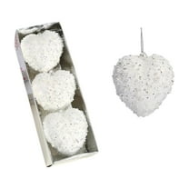 3 Pieces Valentine's Day Heart Baubles Ornaments Heart Shaped Hanging Decoration Glitter Heart Shaped Baubles for Valentine's Day Decoration Christmas Valentines Tree Hanging Decorations
