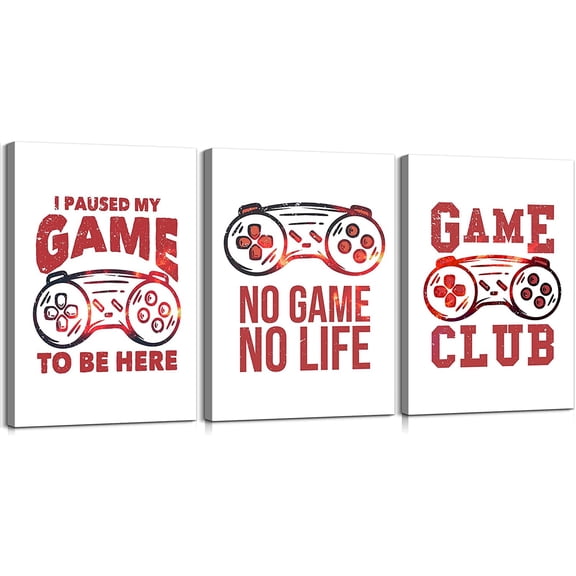 3 Pieces Video Game Wall Decor Gamer Canvas Wall Art Video Game Wall Art Video Game Poster Gaming Poster Boys Gamer Room Decor for Boys Bedroom Gamer Posters for Boys Room Easy to Hang 12x16x3