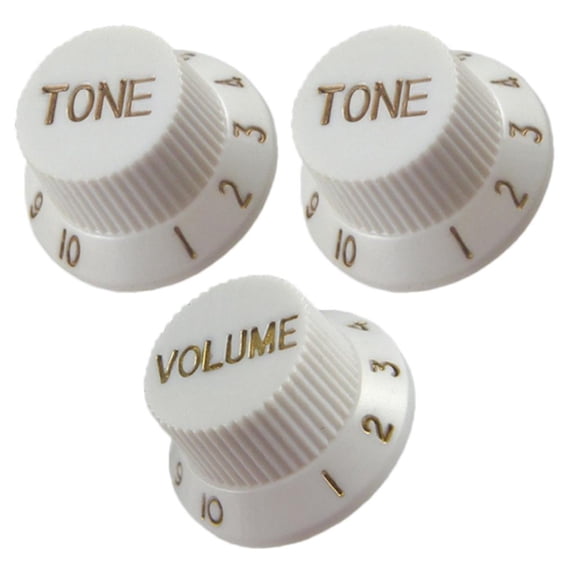 3 Pieces Volume Knobs Caps 2T1V for ST SQ Electric Guitar - White